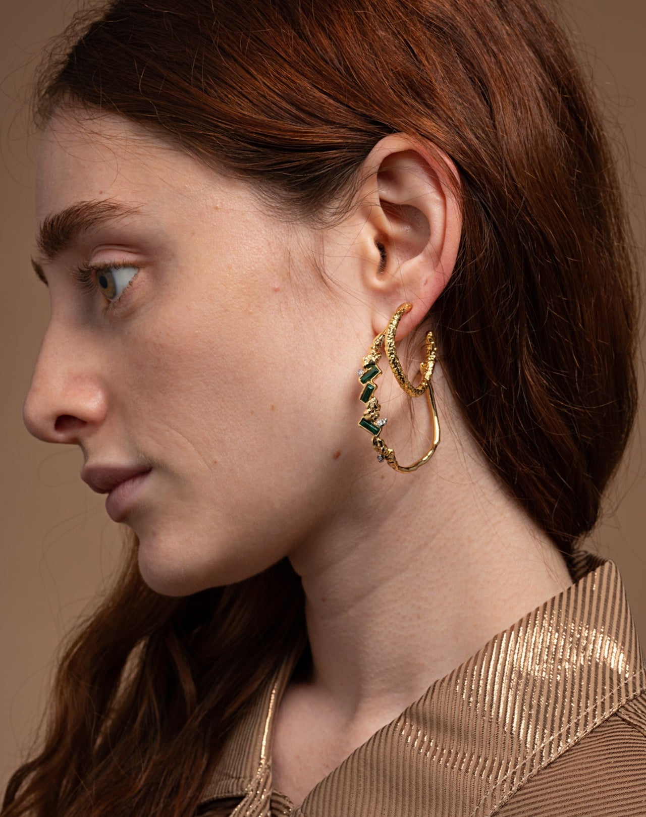 Brut Cluster Hoop Earring - Malachite - Photo 2
