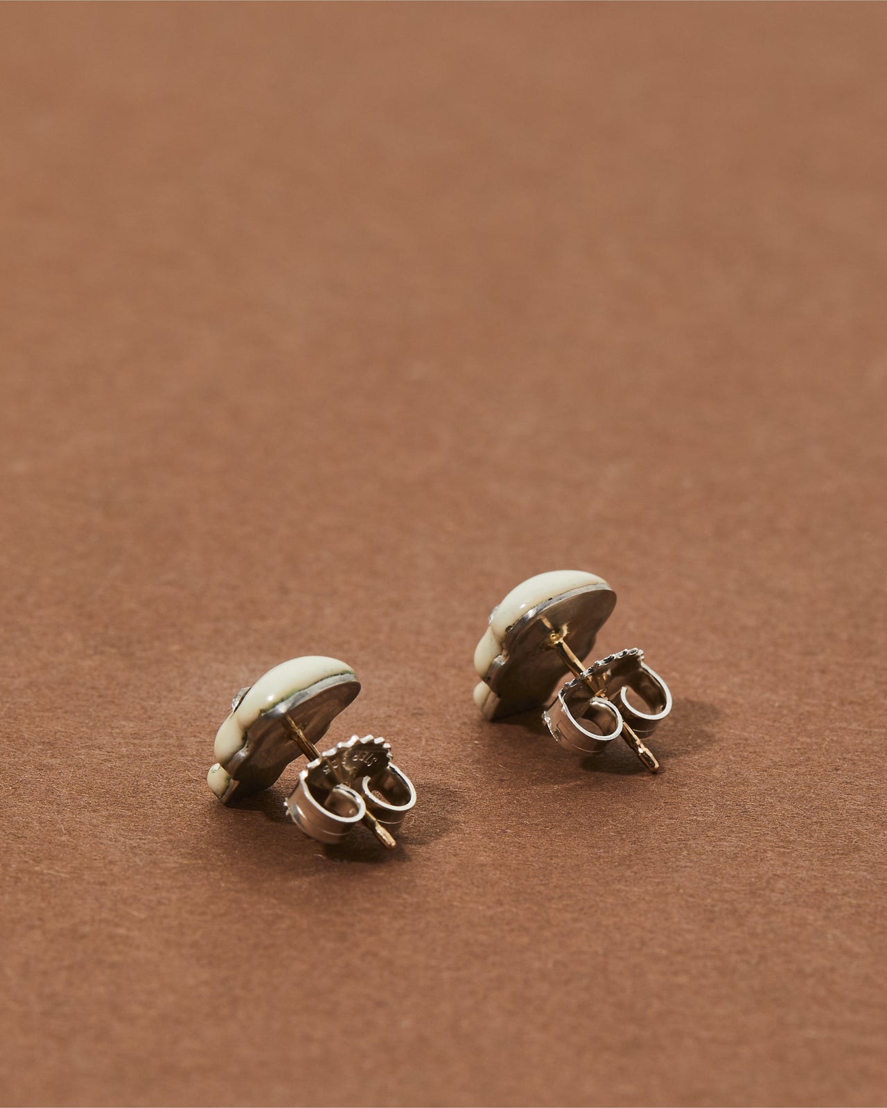 Enamel and Sterling Silver Mori Stud Earrings with Paste Eyes - Photo 2