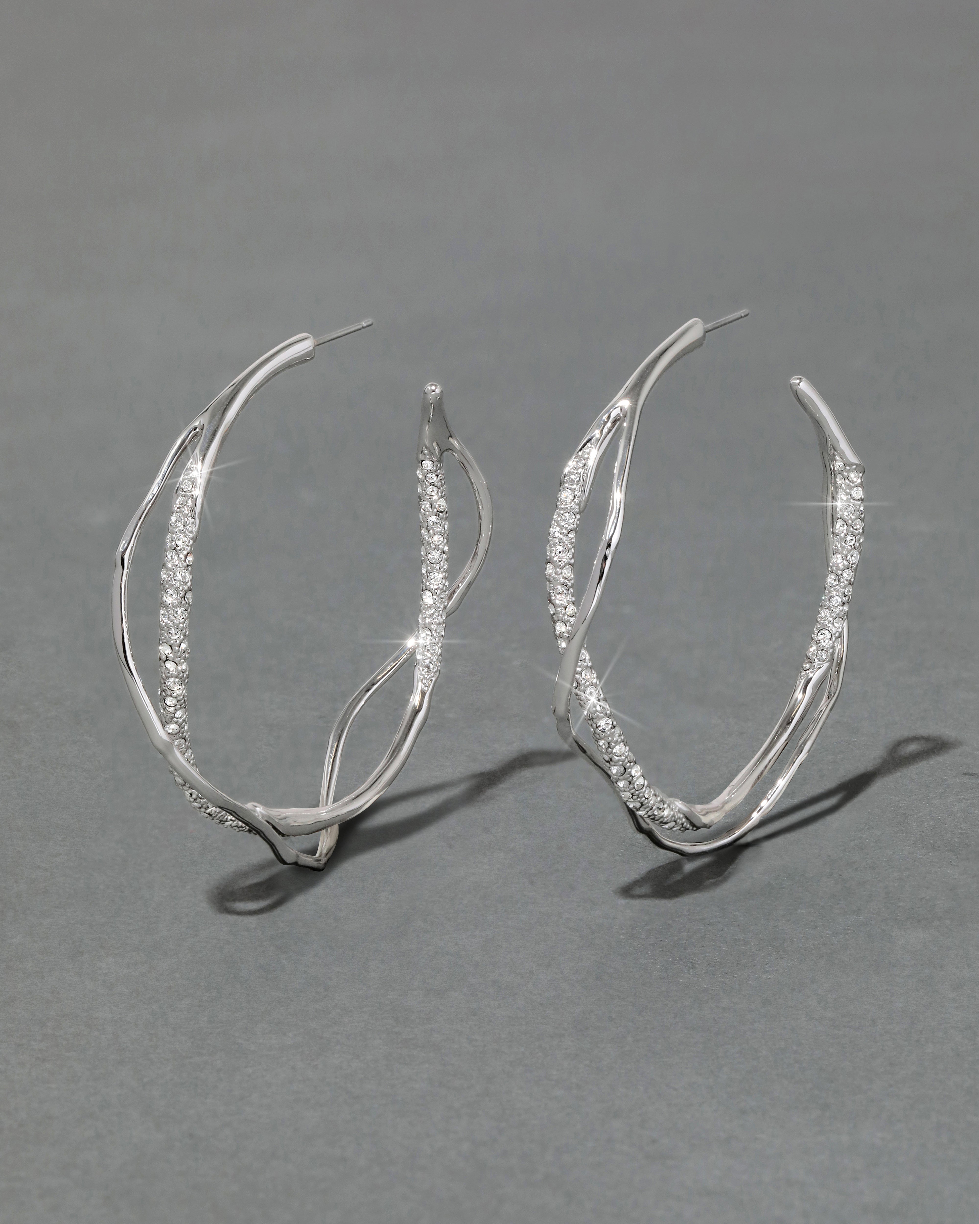 Intertwined Pave Hoop Earring