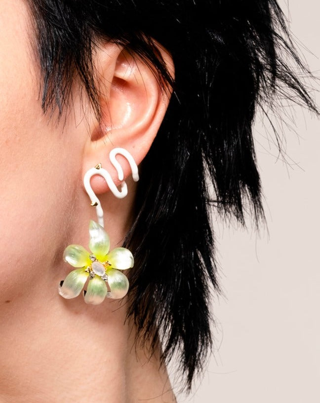 Lily Lucite Flower Ear Climber Earring - Sunkissed White - Photo 2