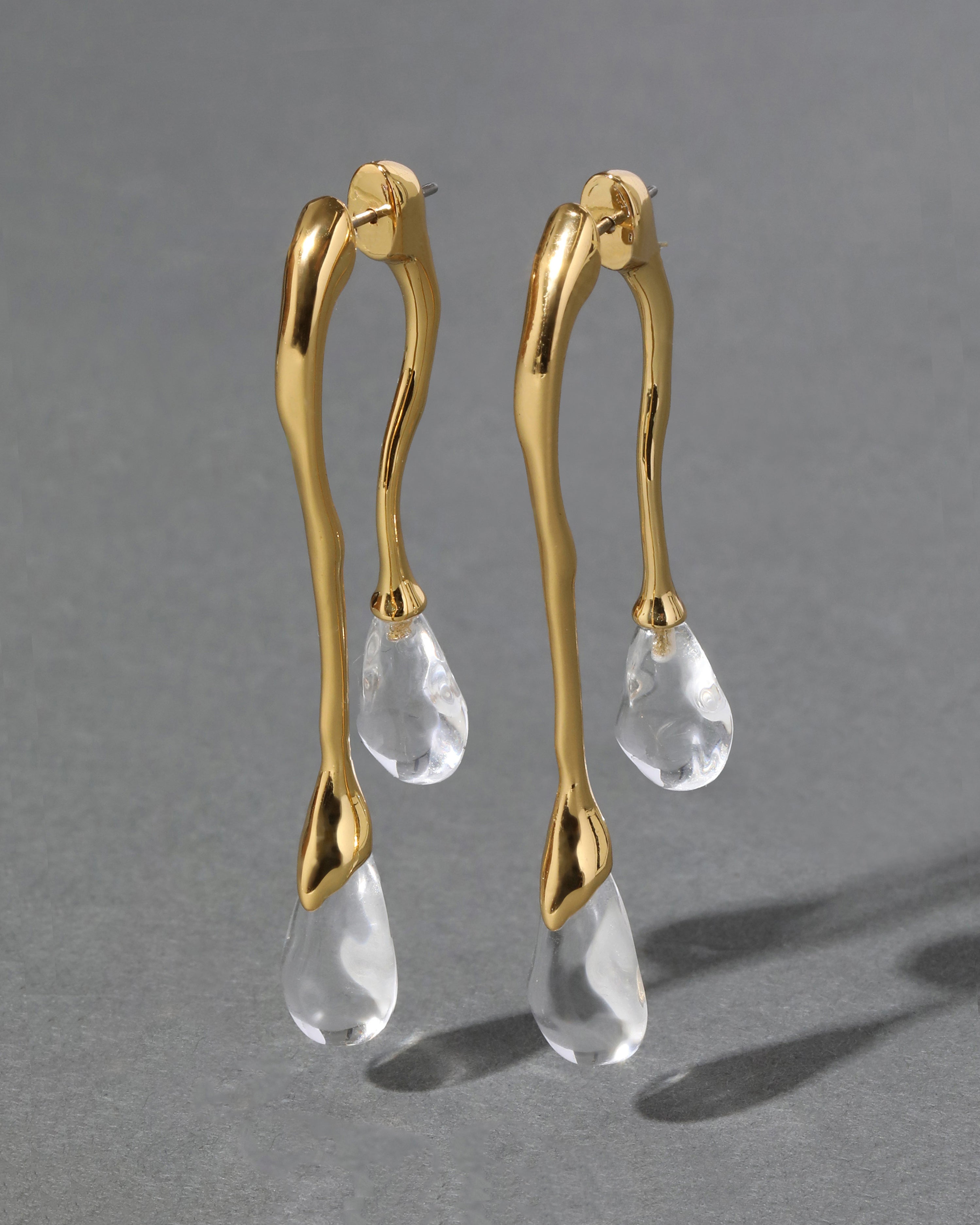 Lucite Front Back Double Drop Earring Clear
