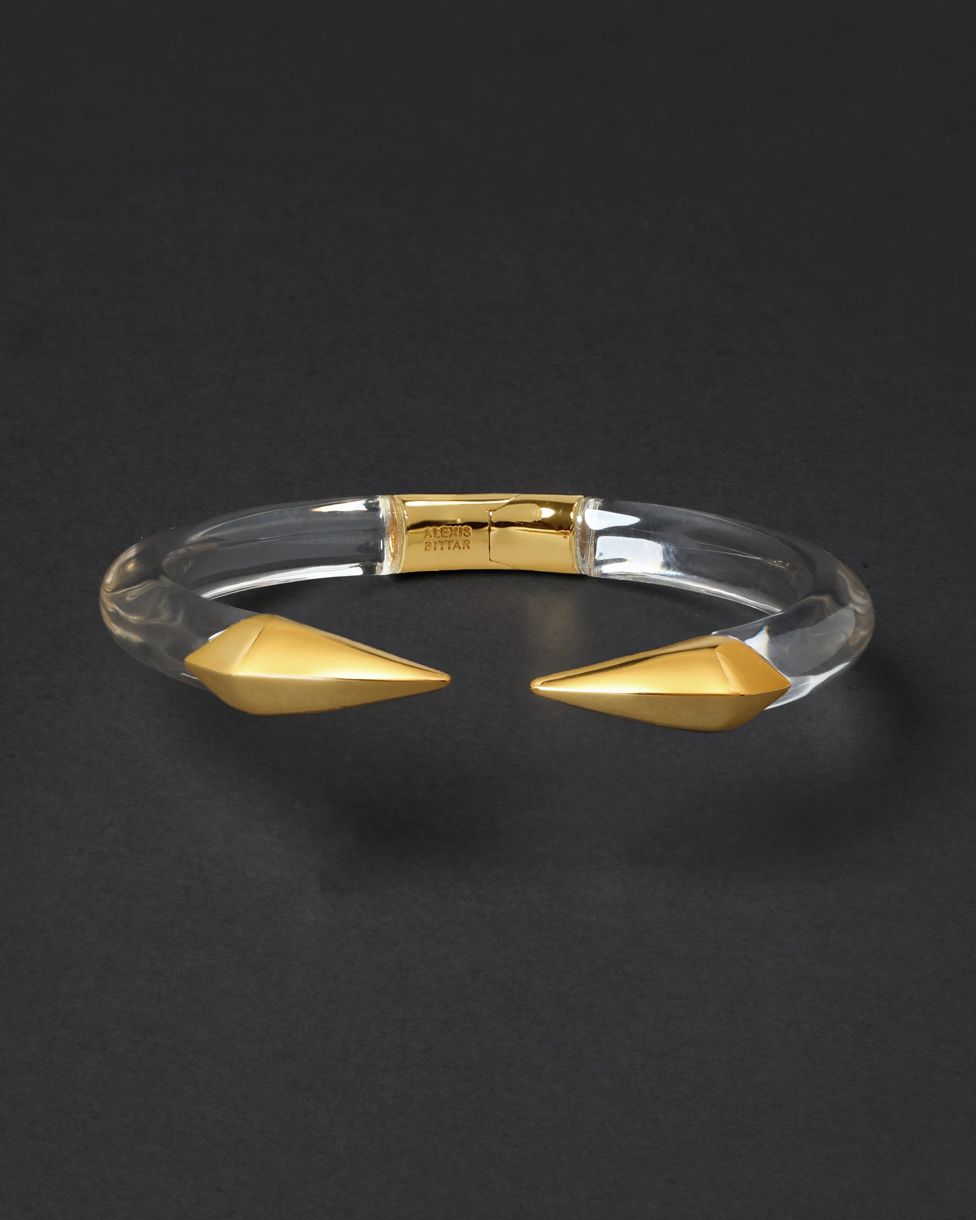 Mirrored Pyramid Lucite Brake Hinge Bracelet Clear