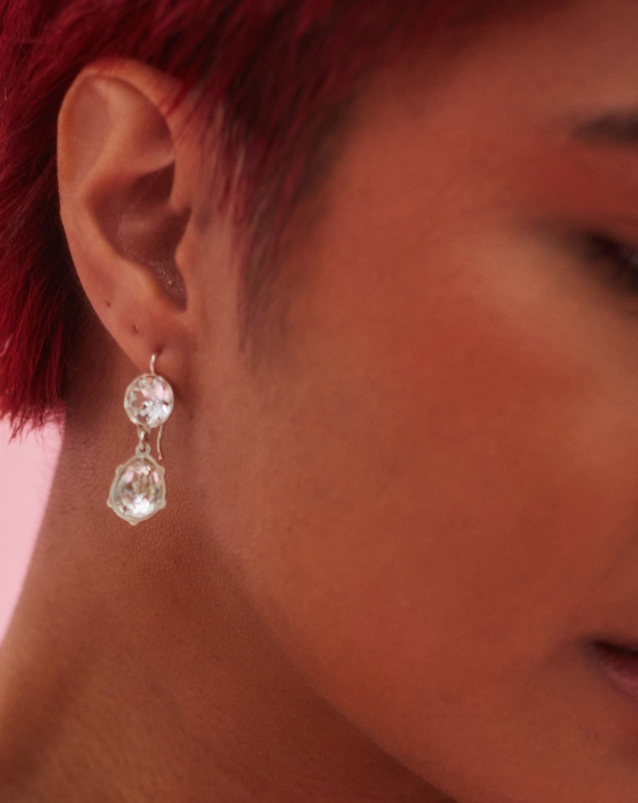 Pear Drop Paste Stone Sterling Silver Wire Earrings - Photo 2