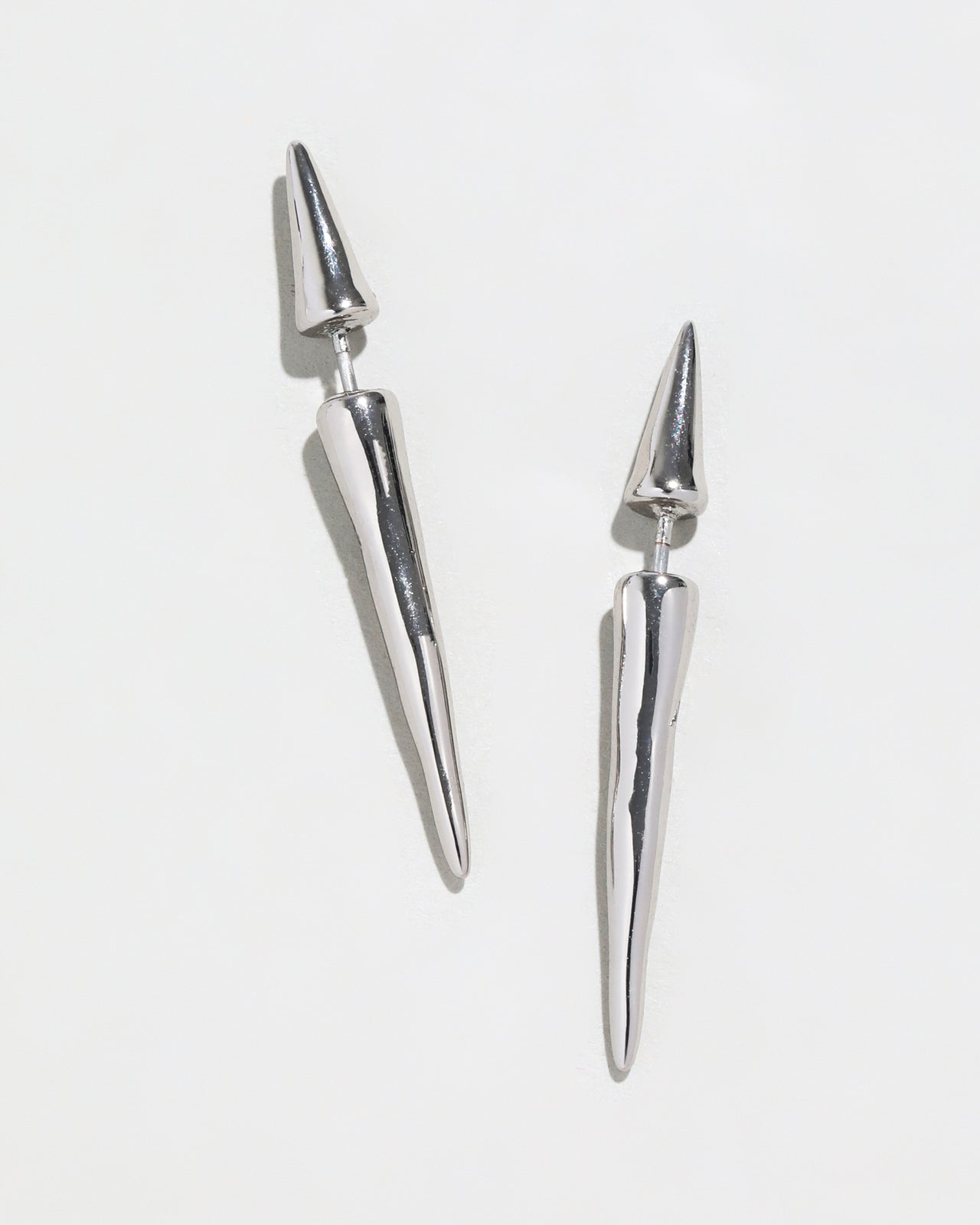 Retro Memphis Front Back Spike Stud Earring - Silver - Photo 2