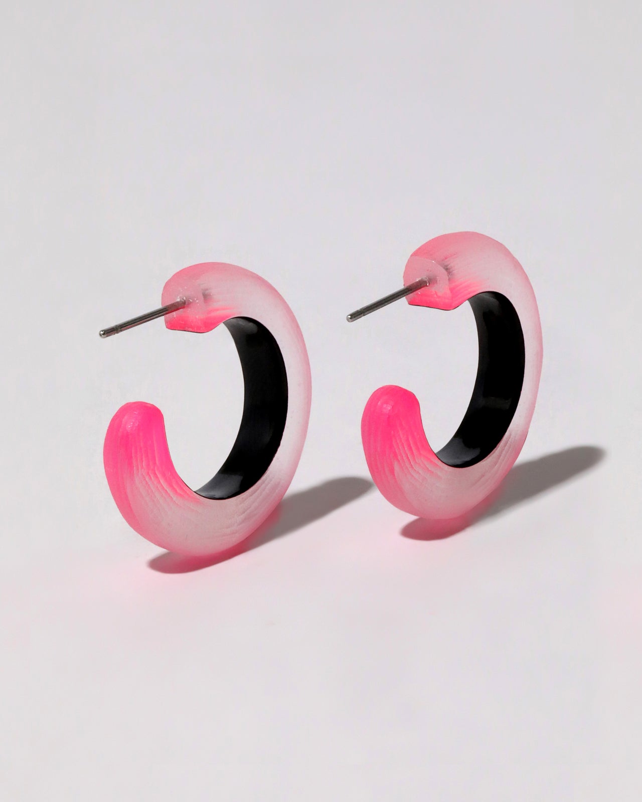 Small Lucite Hoop Earring- Neon Pink - Photo 2