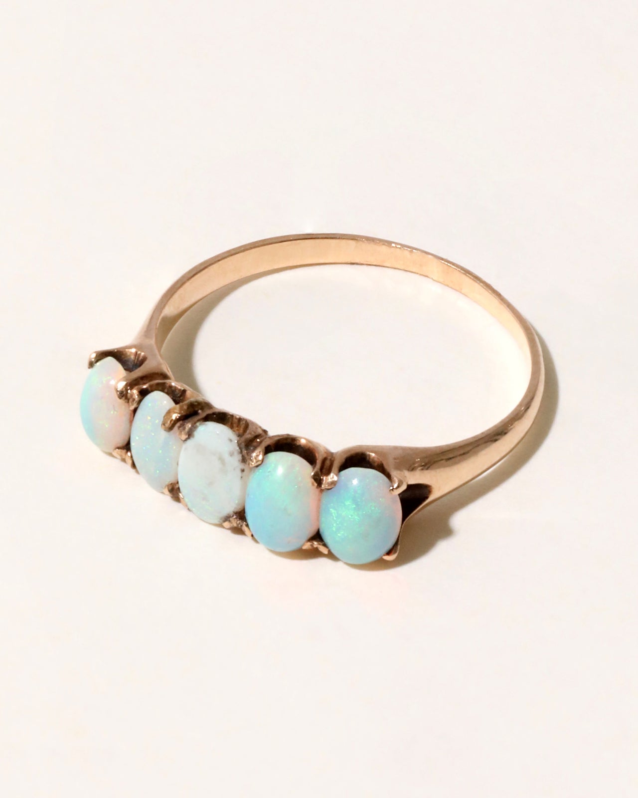 Antique Edwardian Five Opal Band Ring in 14k Gold - Photo 2