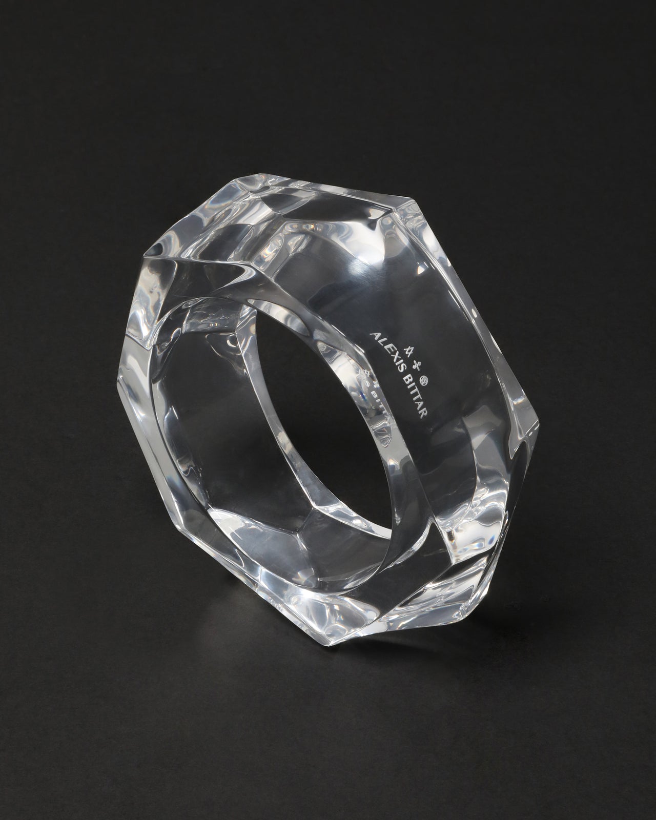 Wide Faceted Lucite Bangle Bracelet - Clear - Photo 2